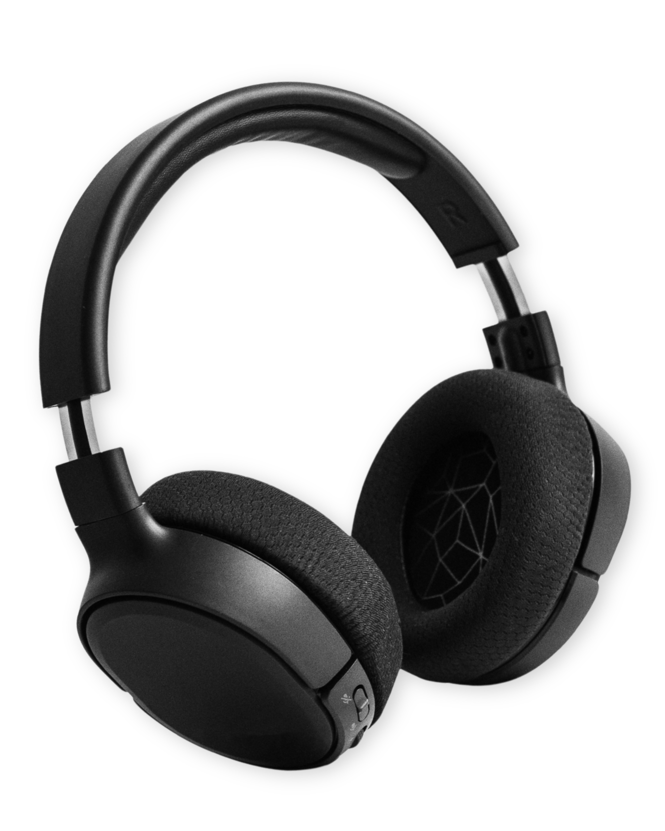 Black over-ear wireless headphones with cushioned ear cups and a matte finish, set against a black background.