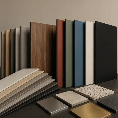 Wood, fabric and laminate finish sample boards