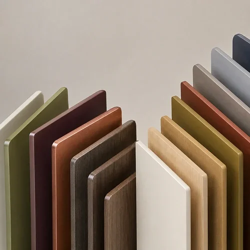 A selection of wood, metal and laminate finish samples