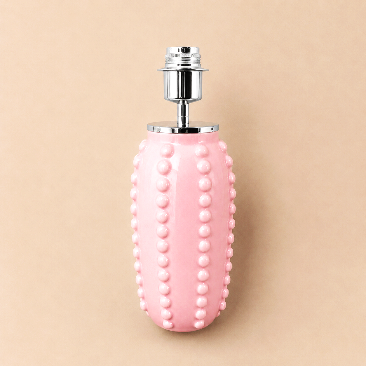 Lampenfuß aus Keramik PINK inkl. E27 Lampenfassung SILBER | Tischlampenfuß