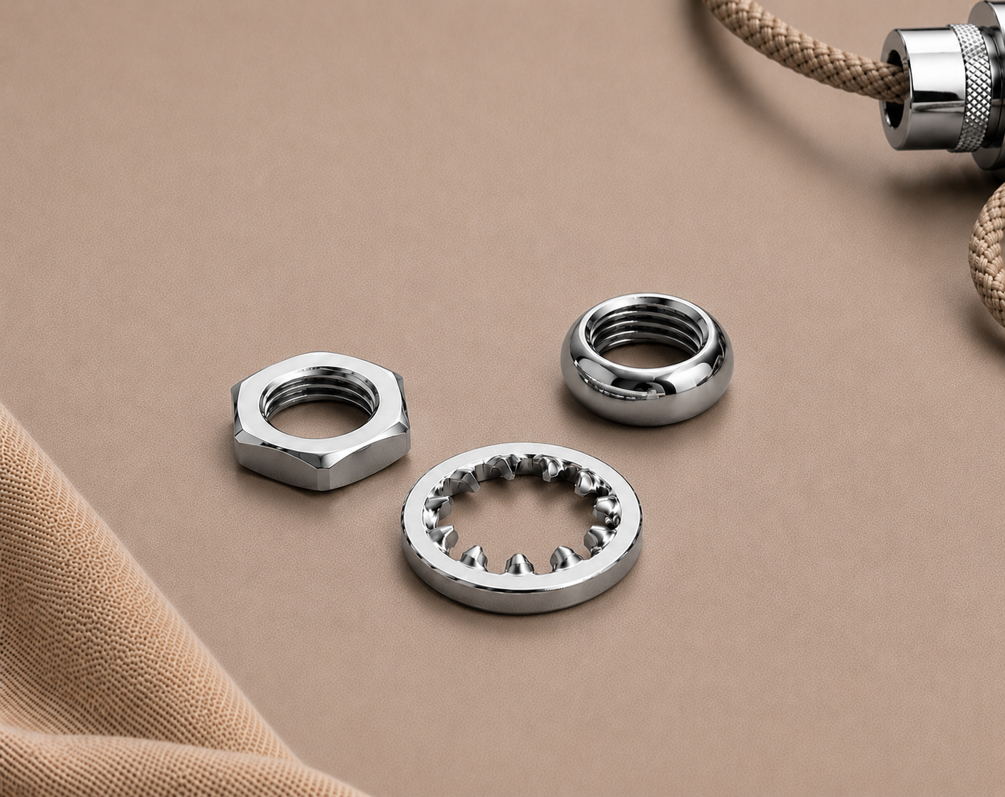 Sechskantmutter & Zahnring Set SILBER | Lampenbau Zubehör