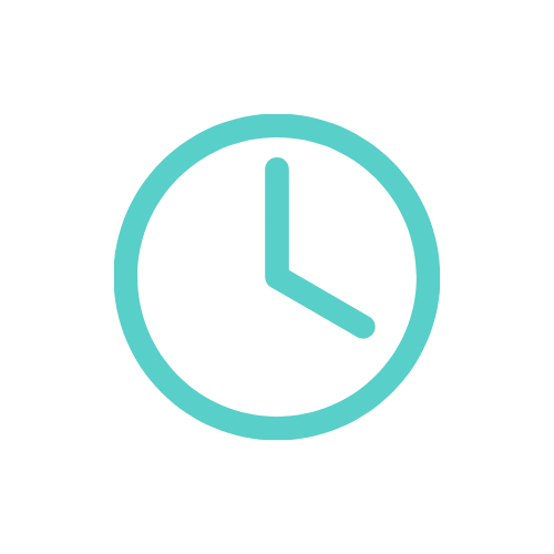 Clock icon showing the time as 3:00.