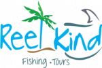 Reel King logo with palm tree, fishing rod, and text.