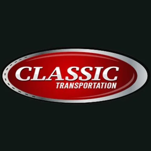 Logo for Classic Transportation with red and black oval design.