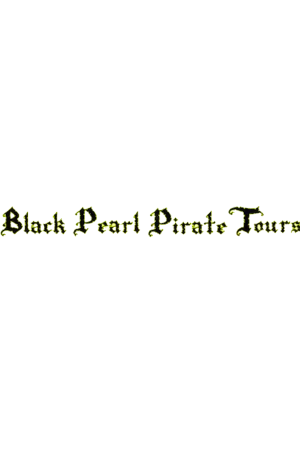 Text that reads 'Black Pearl Pirate Tours' in black, old-fashioned font.