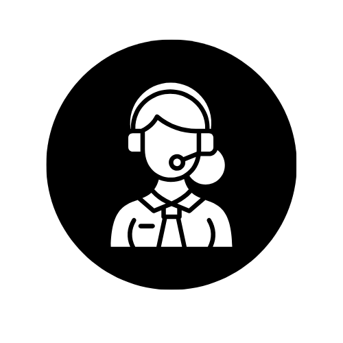 Icon of a customer service representative wearing a headset with a microphone.