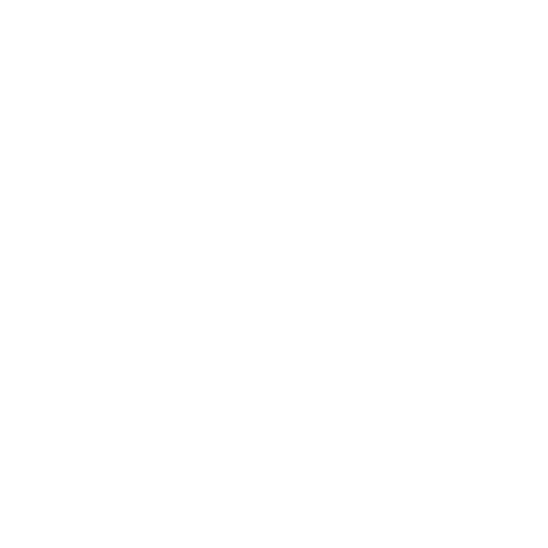 White shopping cart icon on black background.
