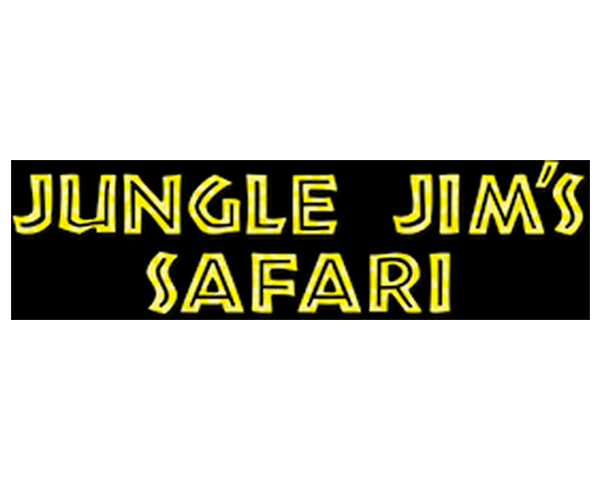 Jungle Jim's Safari logo with yellow text on a black background.