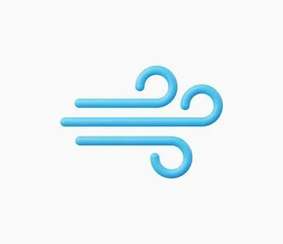 Stylized blue wind or air symbol with swirling lines.