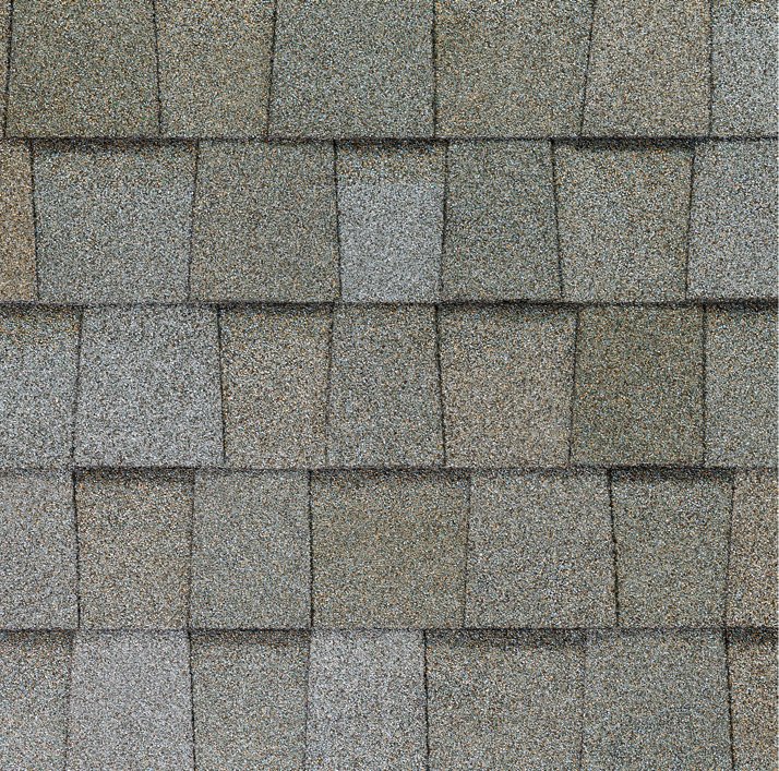 Atlas Pinnacle Sun® solar reflective roofing shingles in Cool Moonlight Beach.