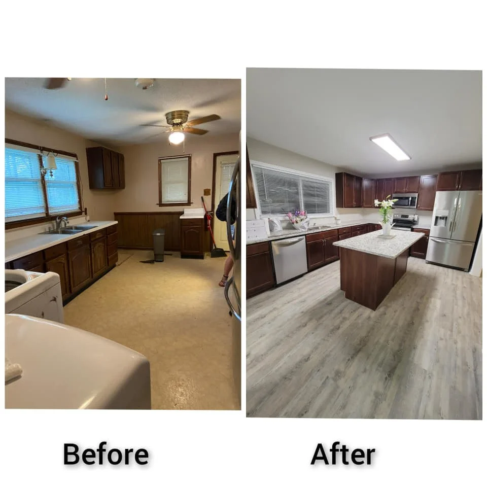 Updated kitchen with new cabinets and flooring | Any Property Renovations