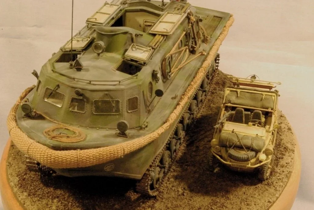 Scale model of a Land Wasser Schlepper and amphibious GPA.
