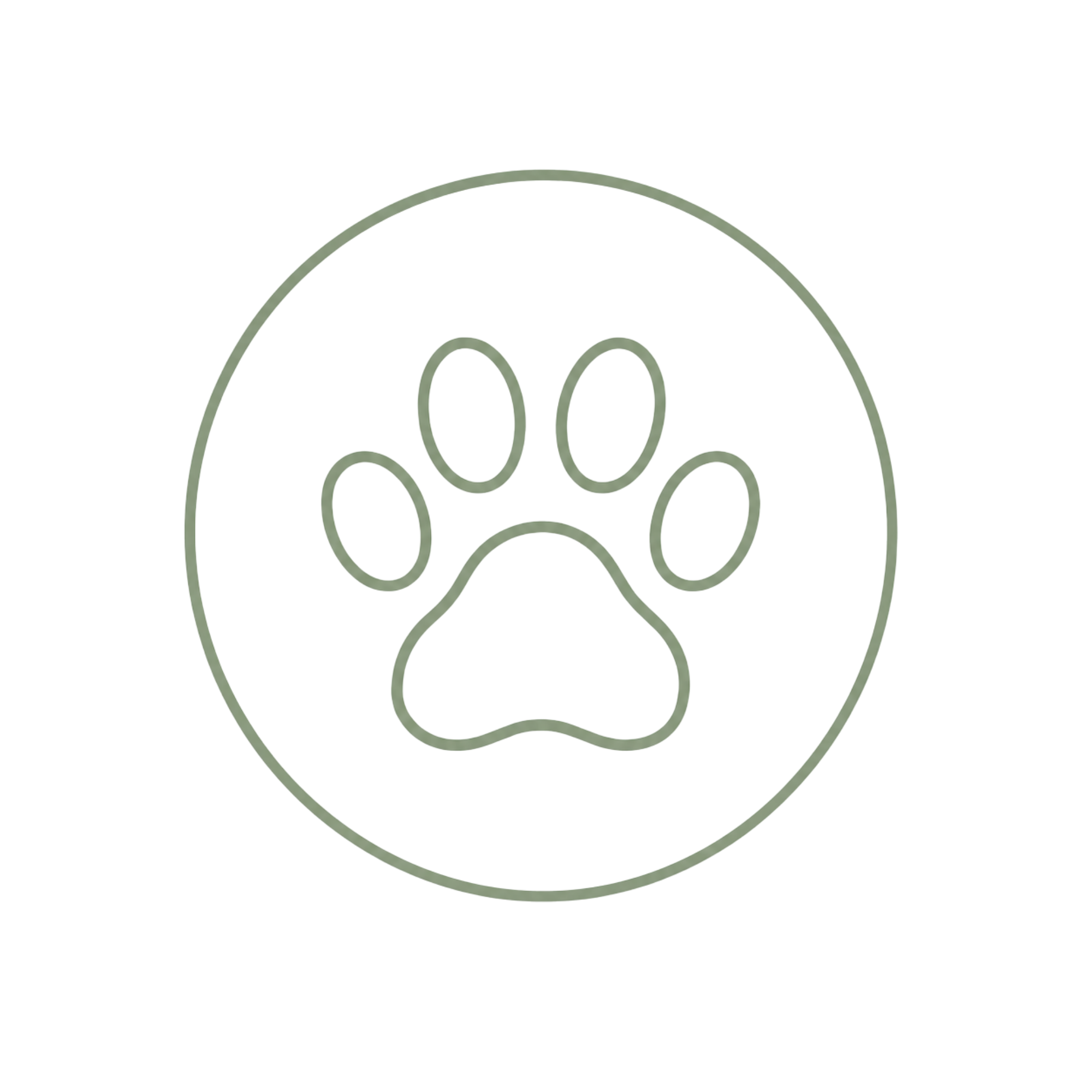 A stylized letra 'U' with a paw print inside.