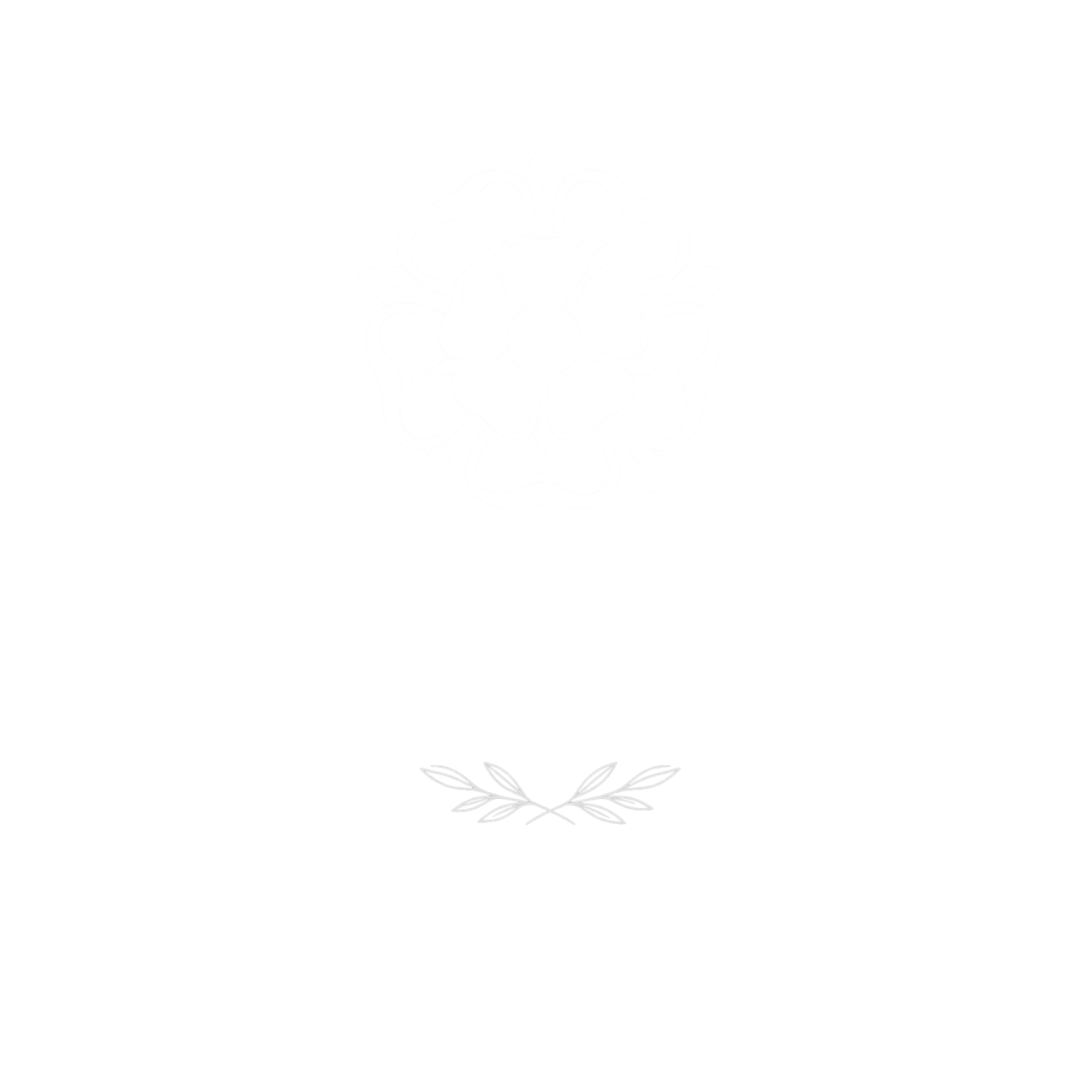 A black background with a white line drawing of a flower with hearts in the design. Text reads "Springhill Getaways," "Yorkshire & La Creuse," and "Your Home Away from Home."