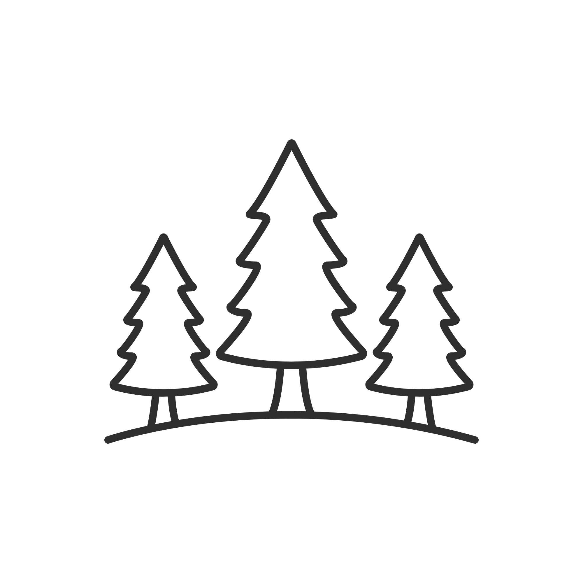 Line drawing of woodland trees.