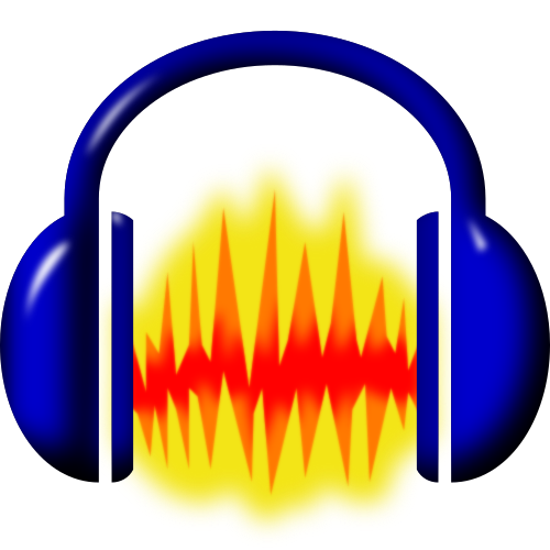 Audacity logo with headphones and a sound wave visual.