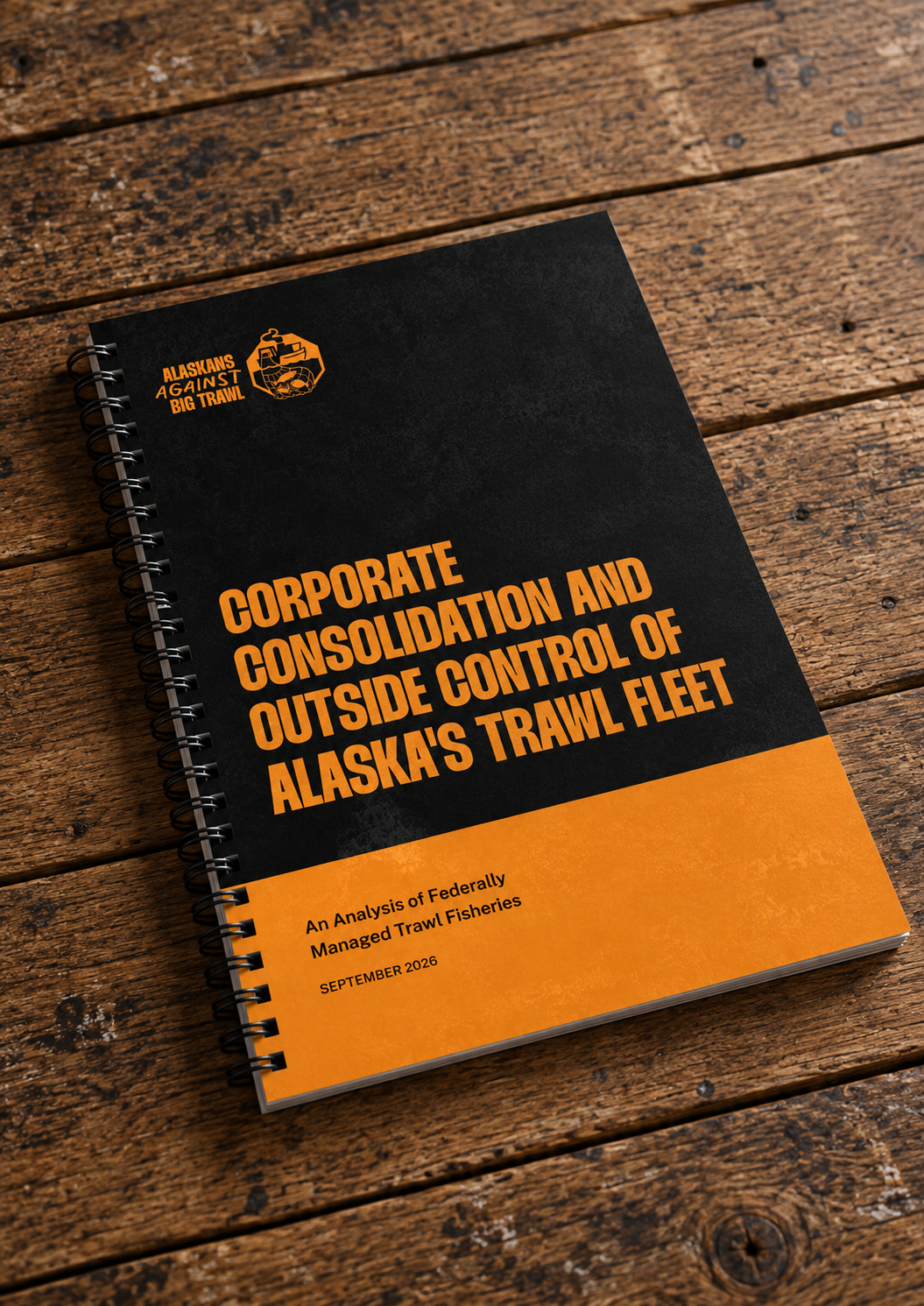 Corporate Consolidation and Outside Control of Alaska's Trawl Fleet report on wooden tabletop