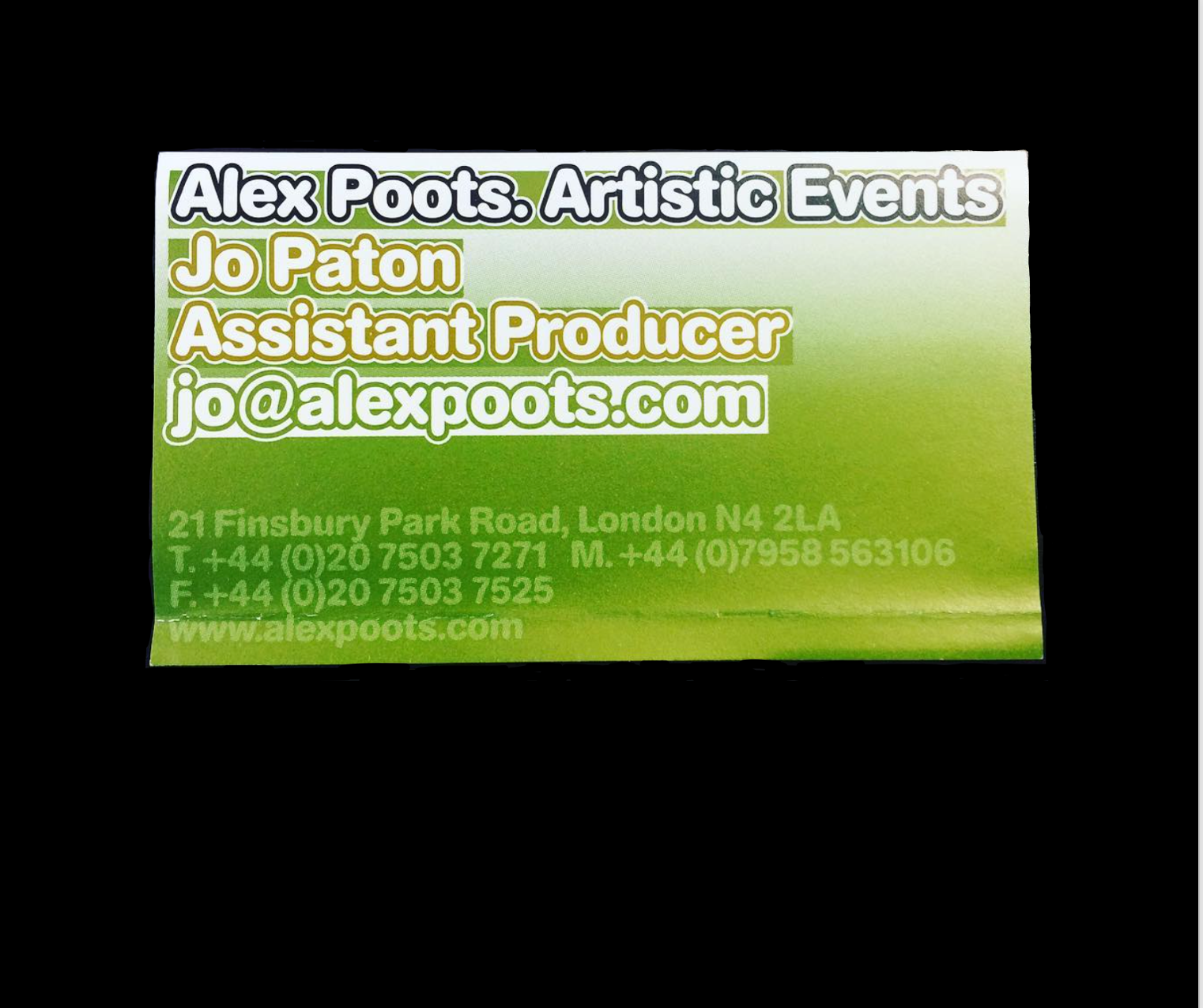 Alex Poots, Artistic Events