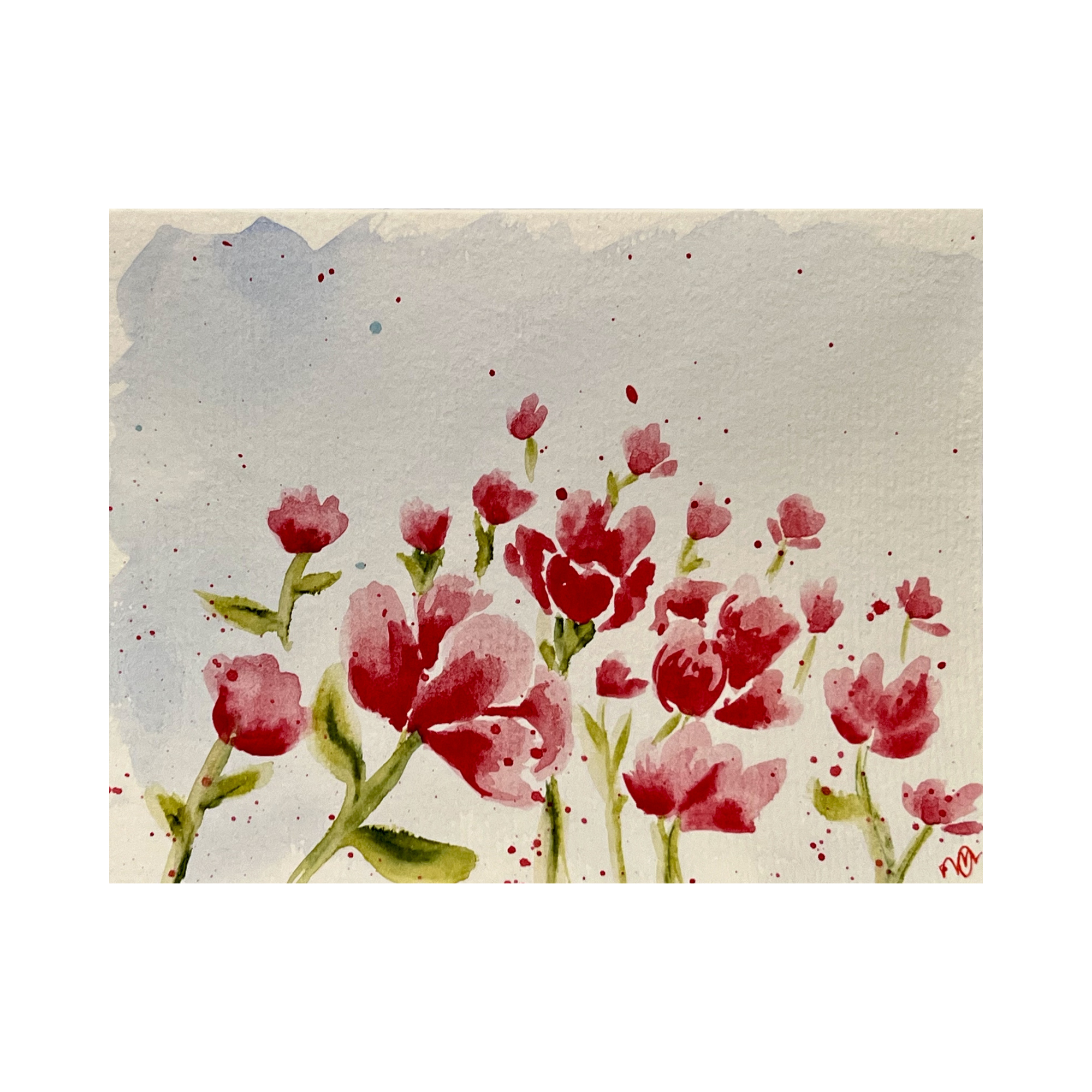 Layered Red Wildflowers