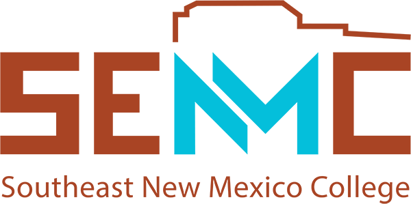 Logo for Southeast New Mexico College with stylized depiction of a building outline and the text 'SEM C' with 'Southeast New Mexico College' below.