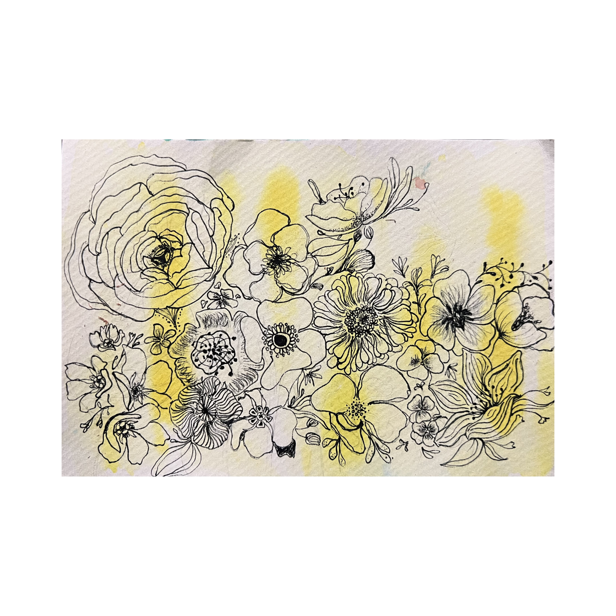 Yellow Stripe Line Flowers