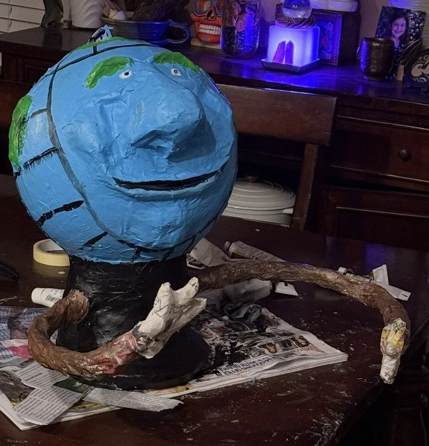 Globey, Papier Mache and acrylic, 2025