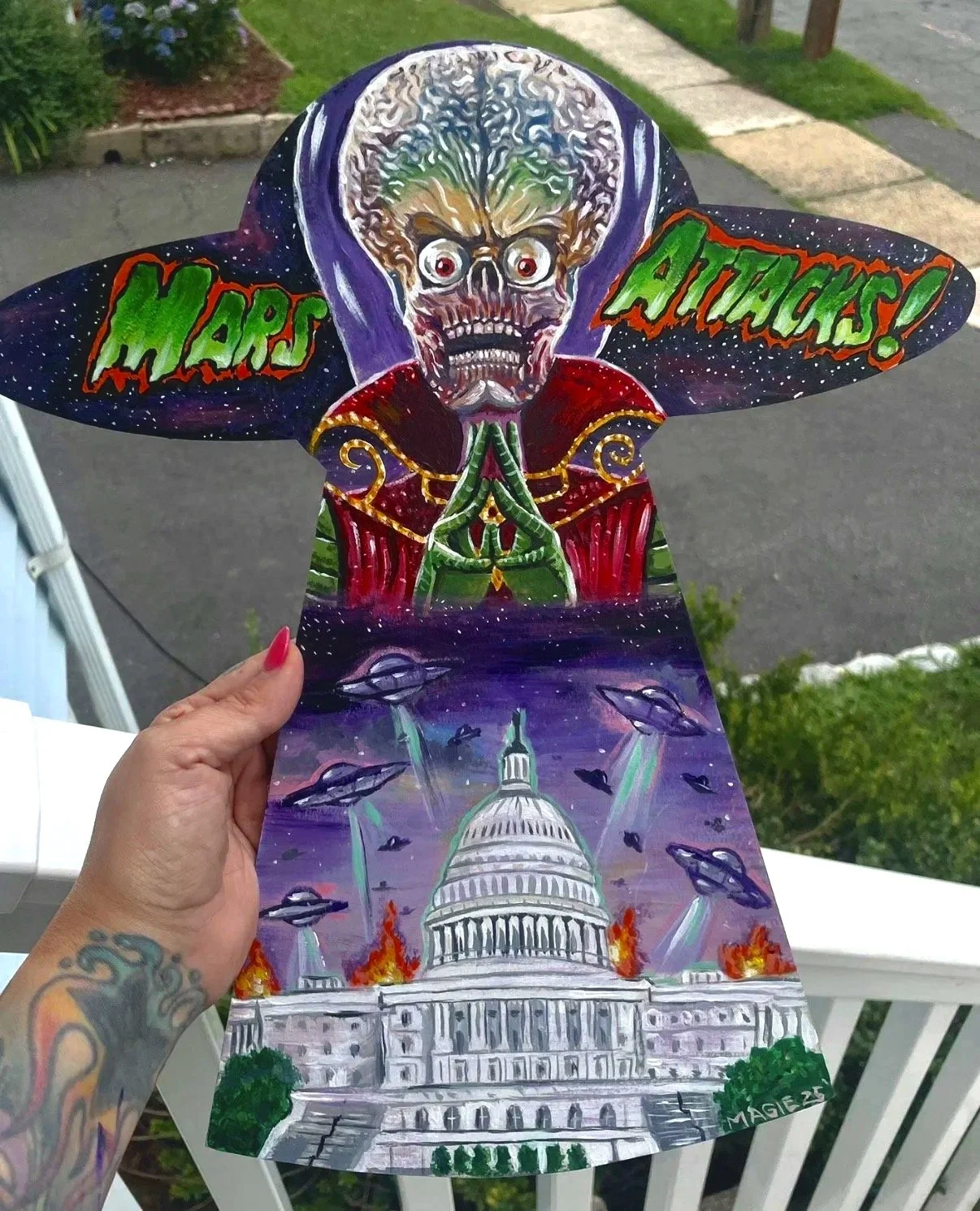 "Ack Ack" Acrylic on Die-Cut Wood, 2025