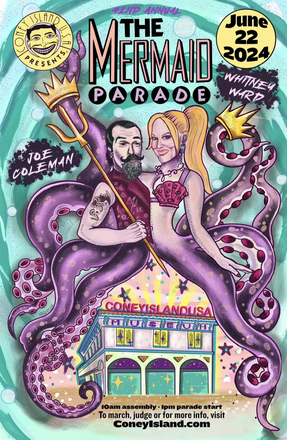 Coney Island Mermaid Parade Poster design, 2024