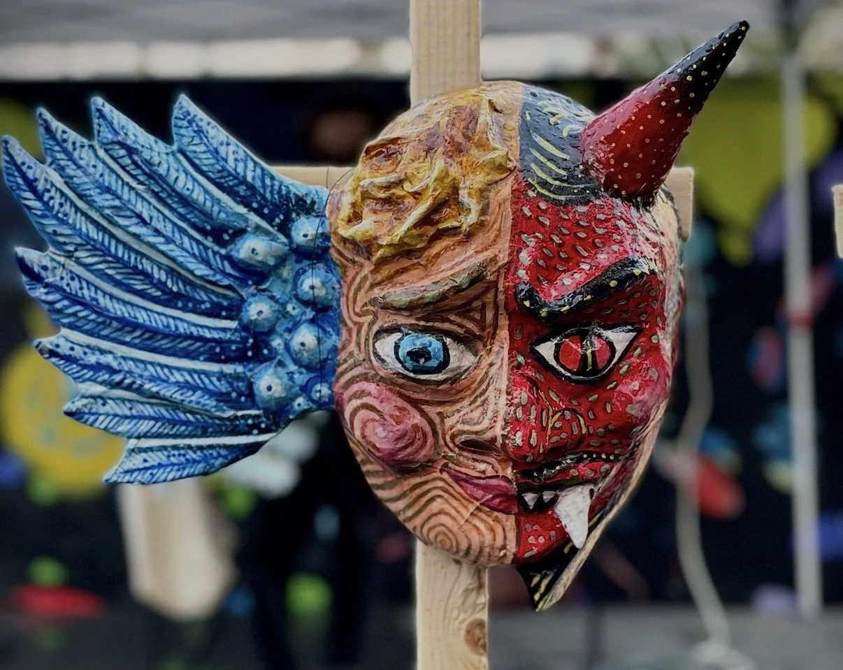 Cultural Mask Series, Papier mache, cardboard, acrylic,  NYFA Grant Recipient, 2021