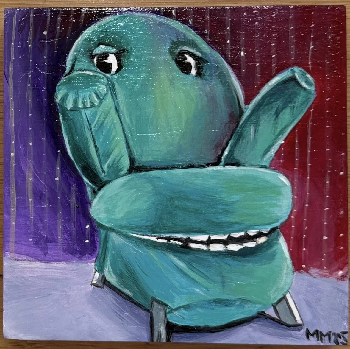 Chairy, 5"x5", Acrylic on Wood, 2025