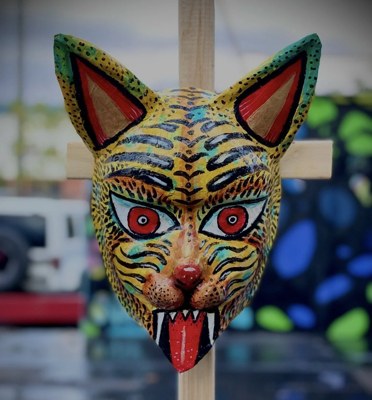 Cultural Mask Series, Papier mache, cardboard, acrylic,  NYFA Grant Recipient, 2021