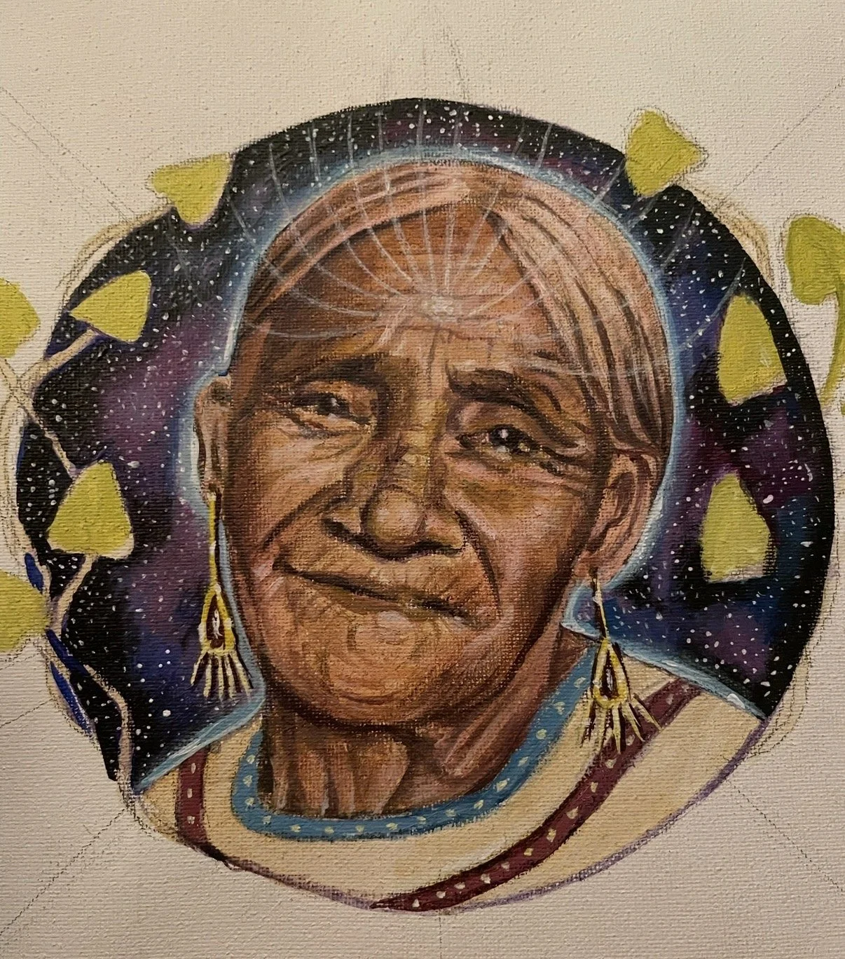 (In Progress) Portrait of Maria Sabina, The Golden Teacher, Acrylic on Canvas