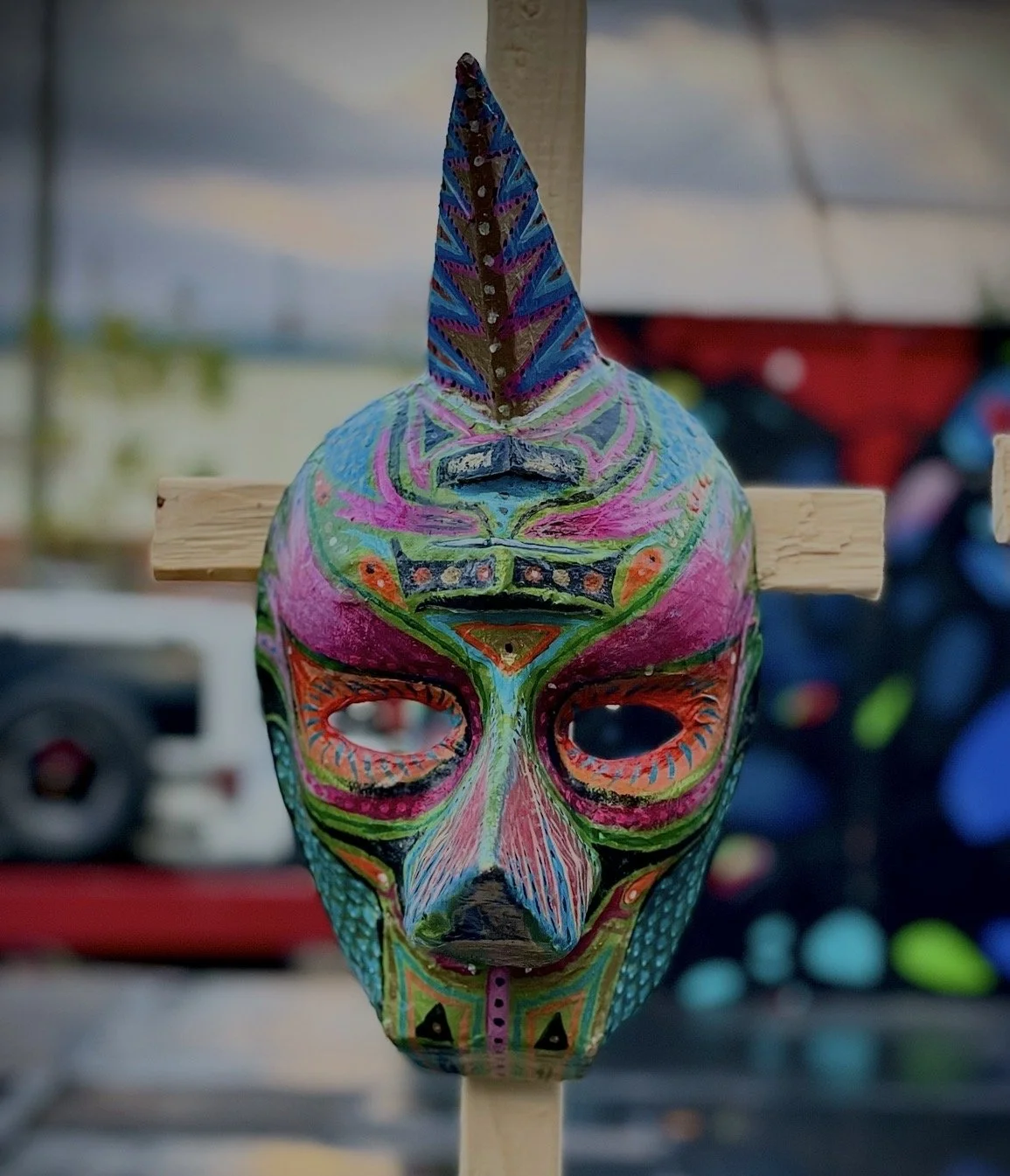 Cultural Mask Series, Papier mache, cardboard, acrylic,  NYFA Grant Recipient, 2021