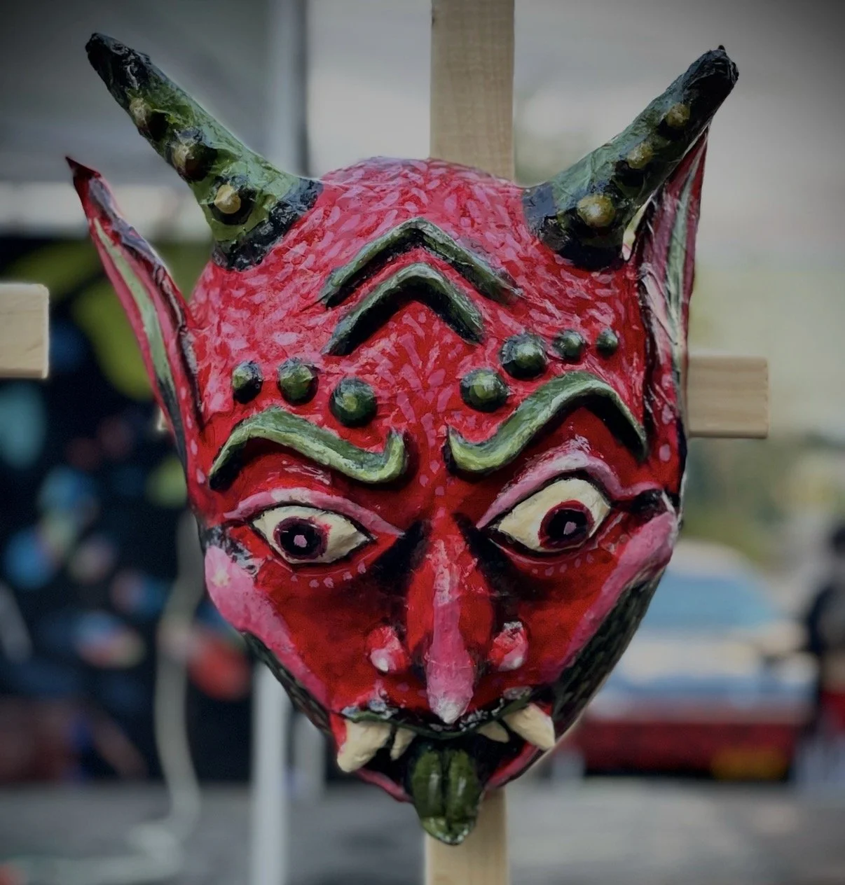 Cultural Mask Series, Papier mache, cardboard, clay, acrylic,  NYFA Grant Recipient, 2021
