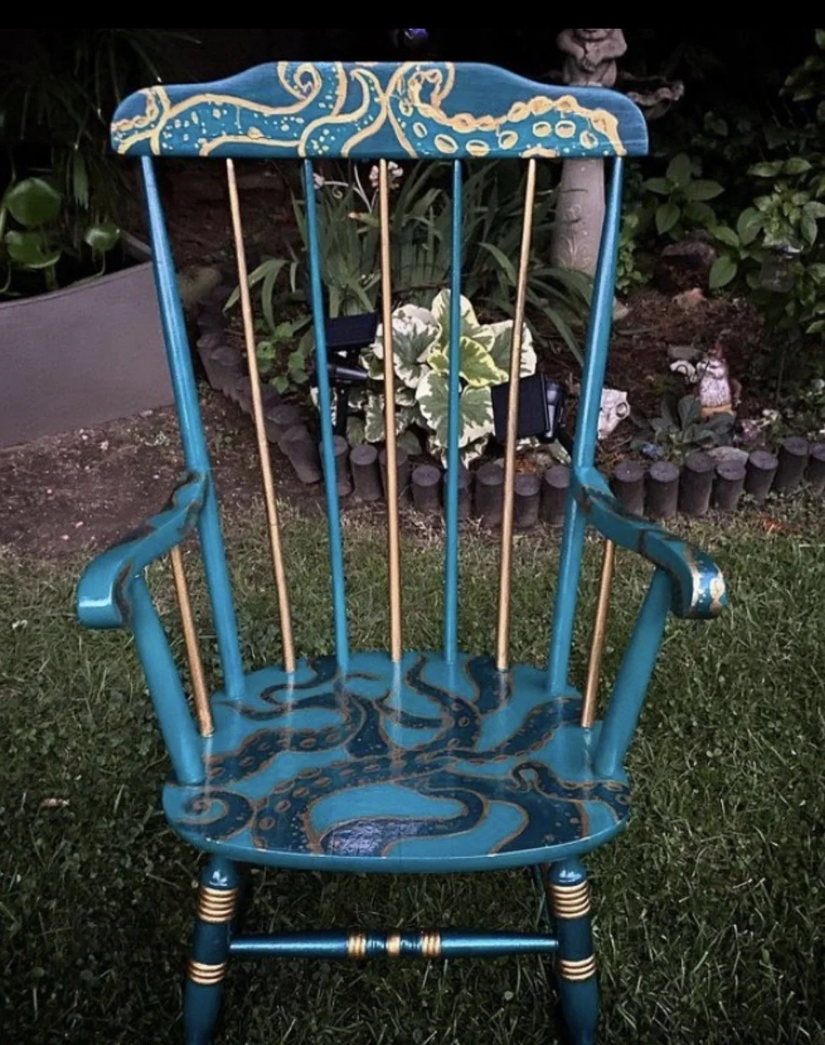 Enamel paint on vintage rocking chair, 2021