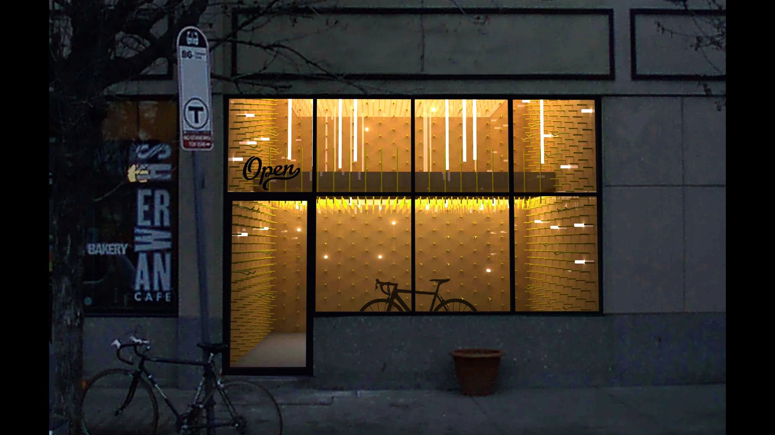   Open Bike      I        A custom bike workshop treated as a storefront gallery puts craftsmanship front and center