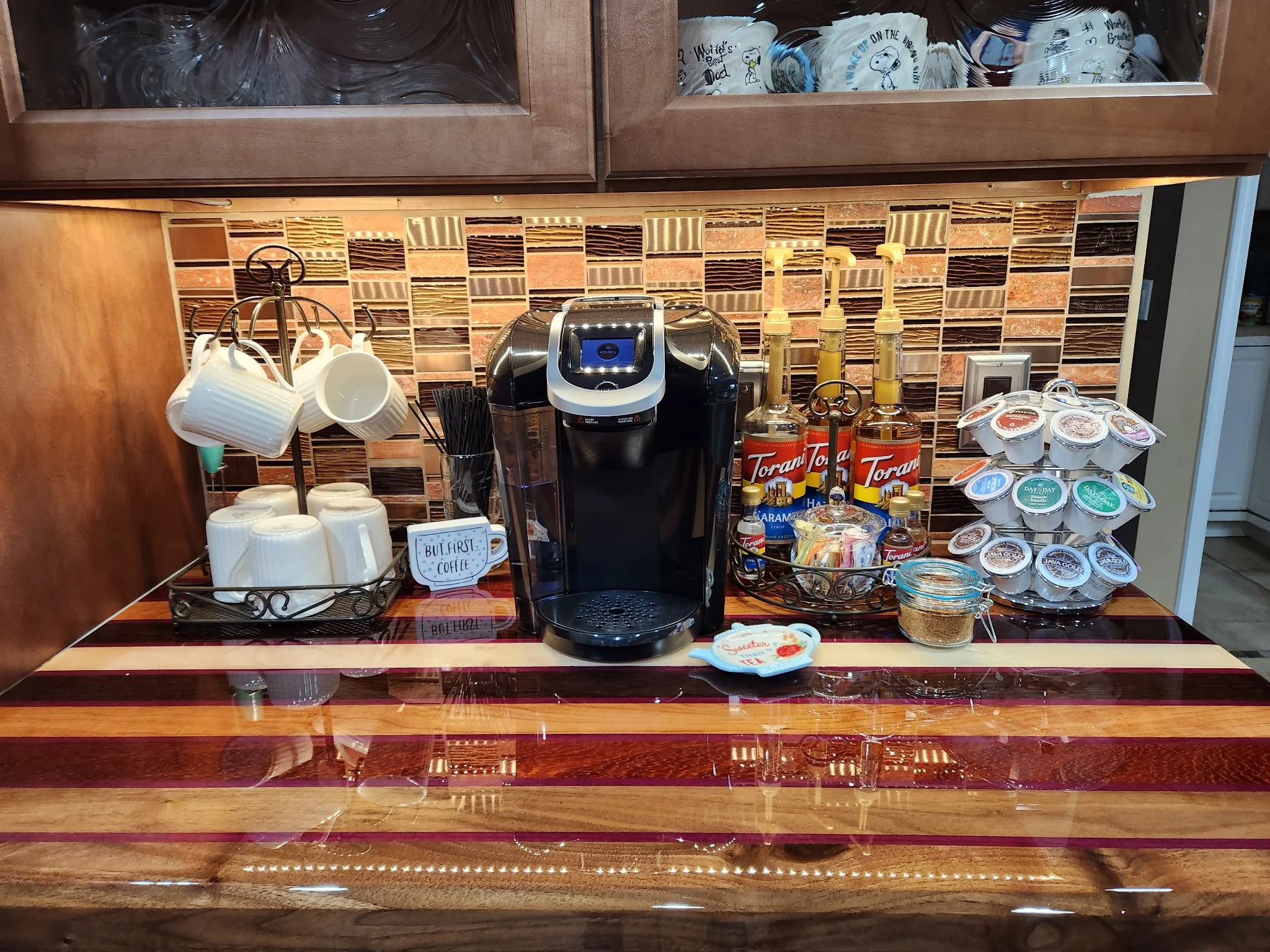 Custom counter top for a coffee bar