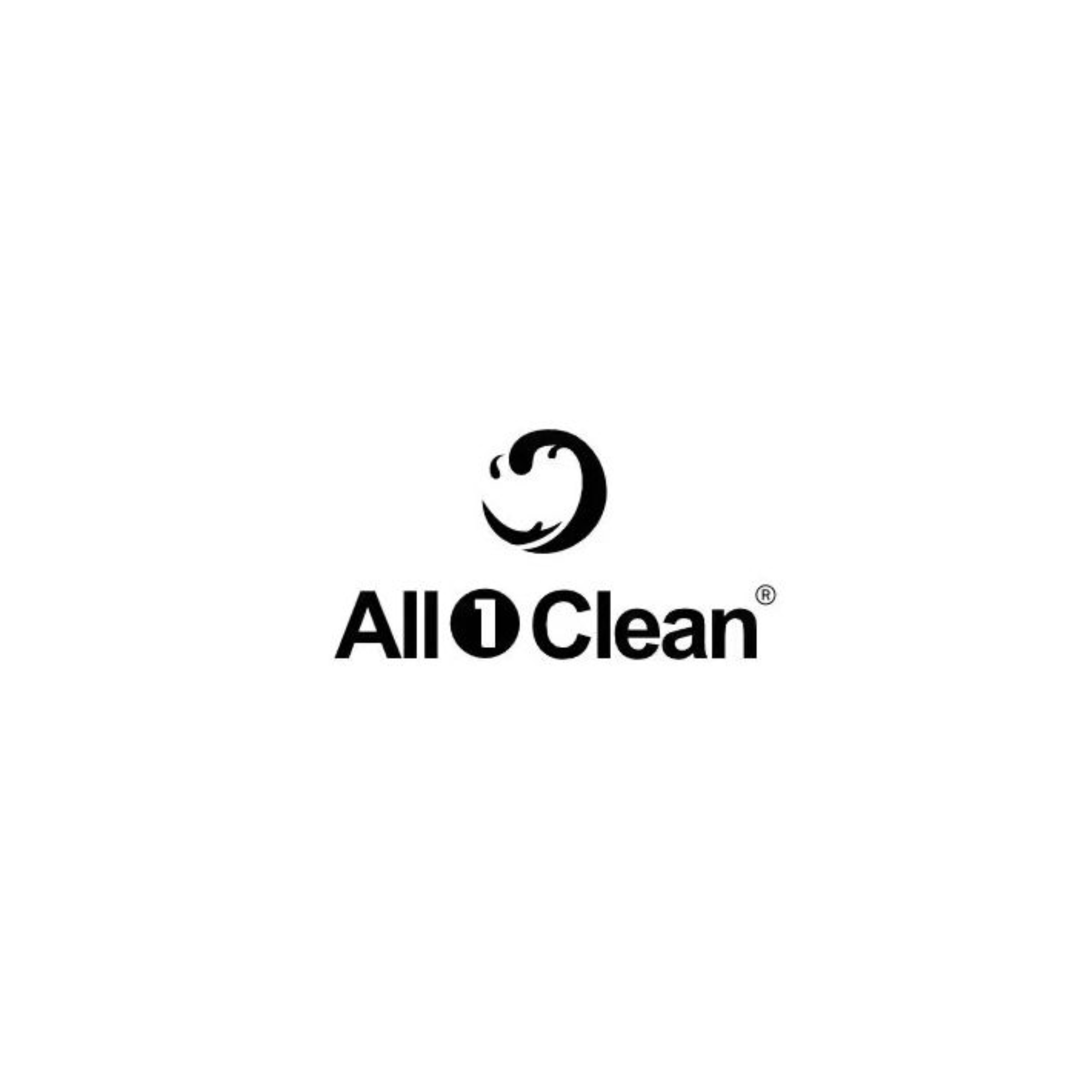 Brand logo with a black circle containing a white checkmark, followed by the text 'All Clean' in black.