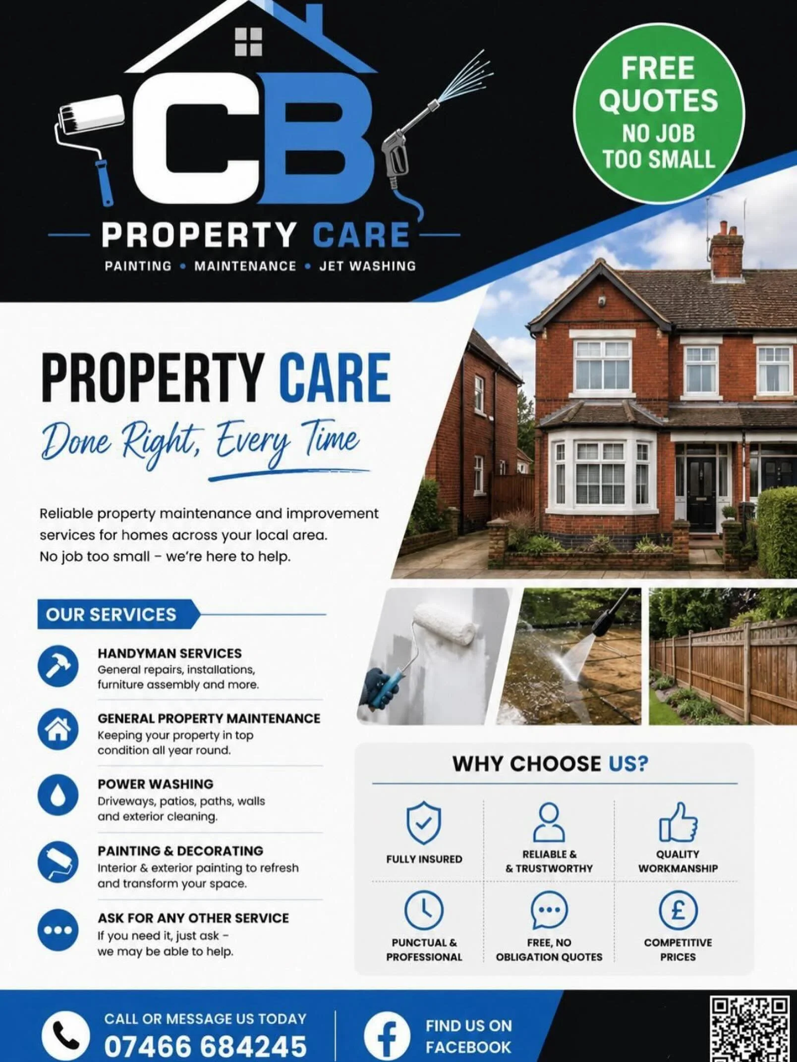 Looking to refresh your home or business with a professional paint finish? 🎨✨

We offer reliable, high-quality painting and decorating services with attention to detail from start to finish.

✅ Now taking bookings
✅ Send us a message for a free quot