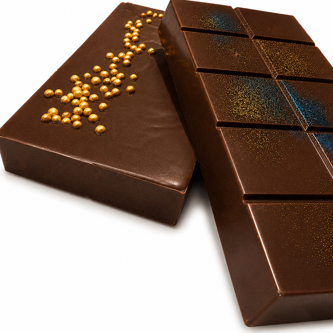 Large Nutella filled Belgian dark chocolate bar with gold sprinkles and coloured sparkles