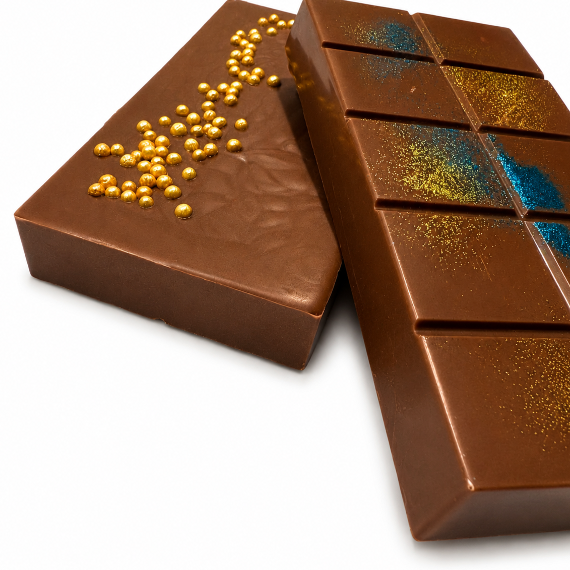 Large Nutella filled Belgian milk chocolate bar with gold sprinkles and coloured sparkles