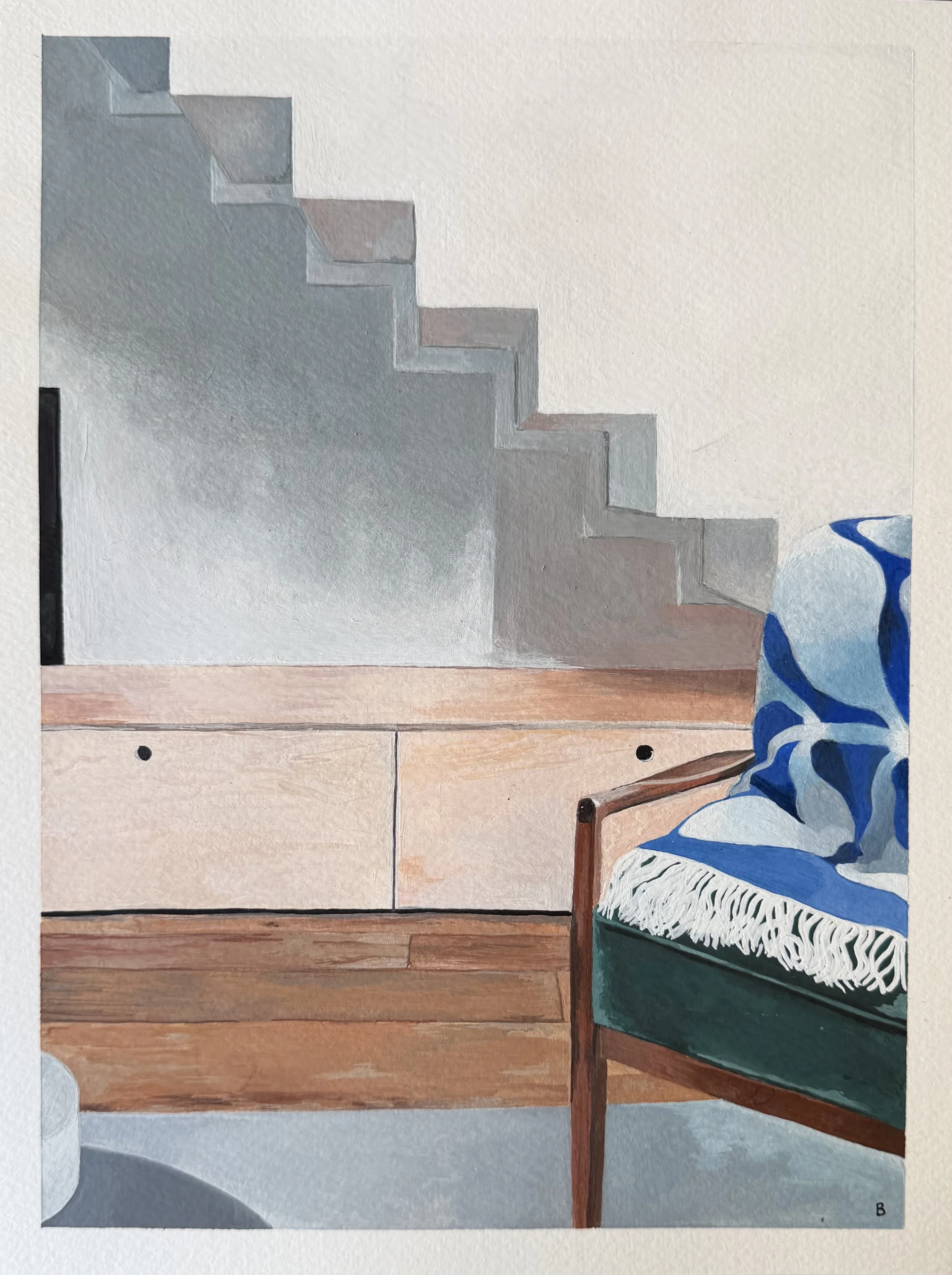 Green Chair w/ Blue Blanket
