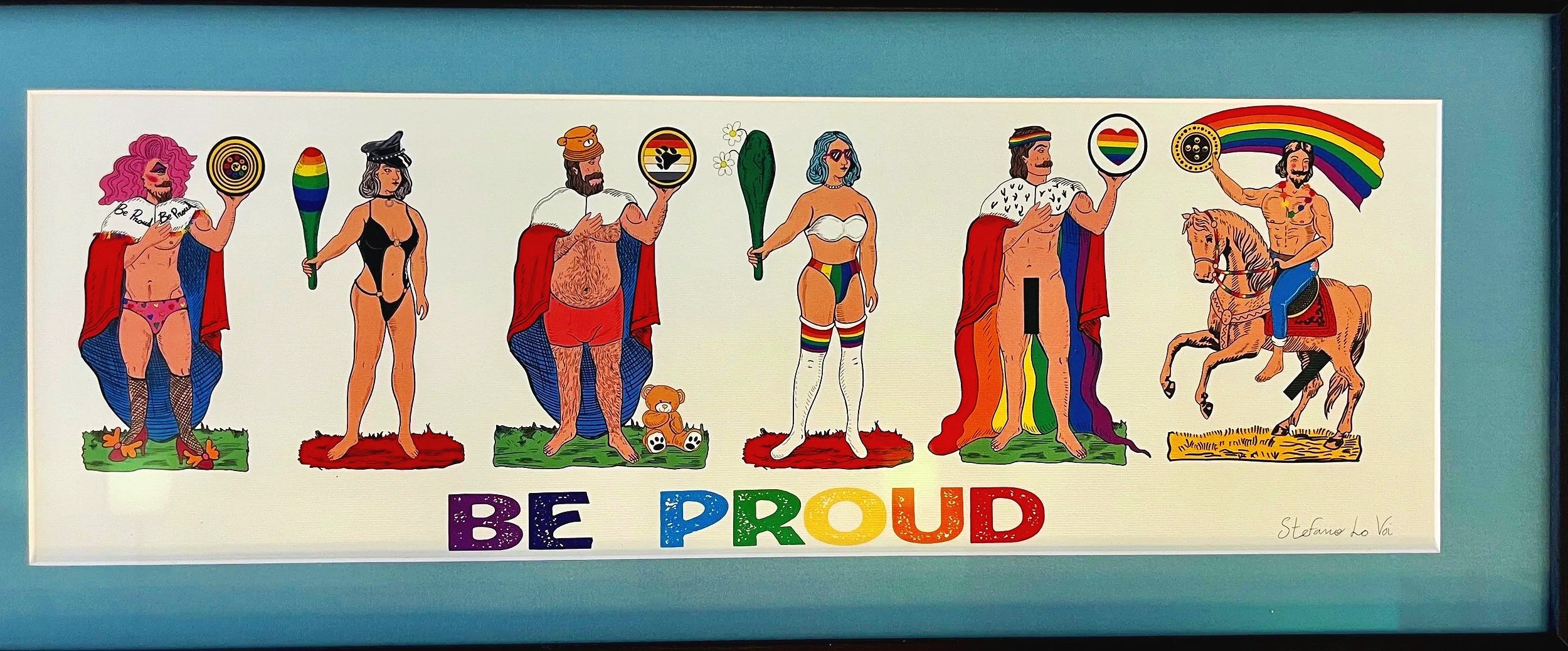 I found this painting by Stefano lo Vai in Sicily, and fell in love. The artist queer-ified the symbols on Scopa (or Briscola) cards. 