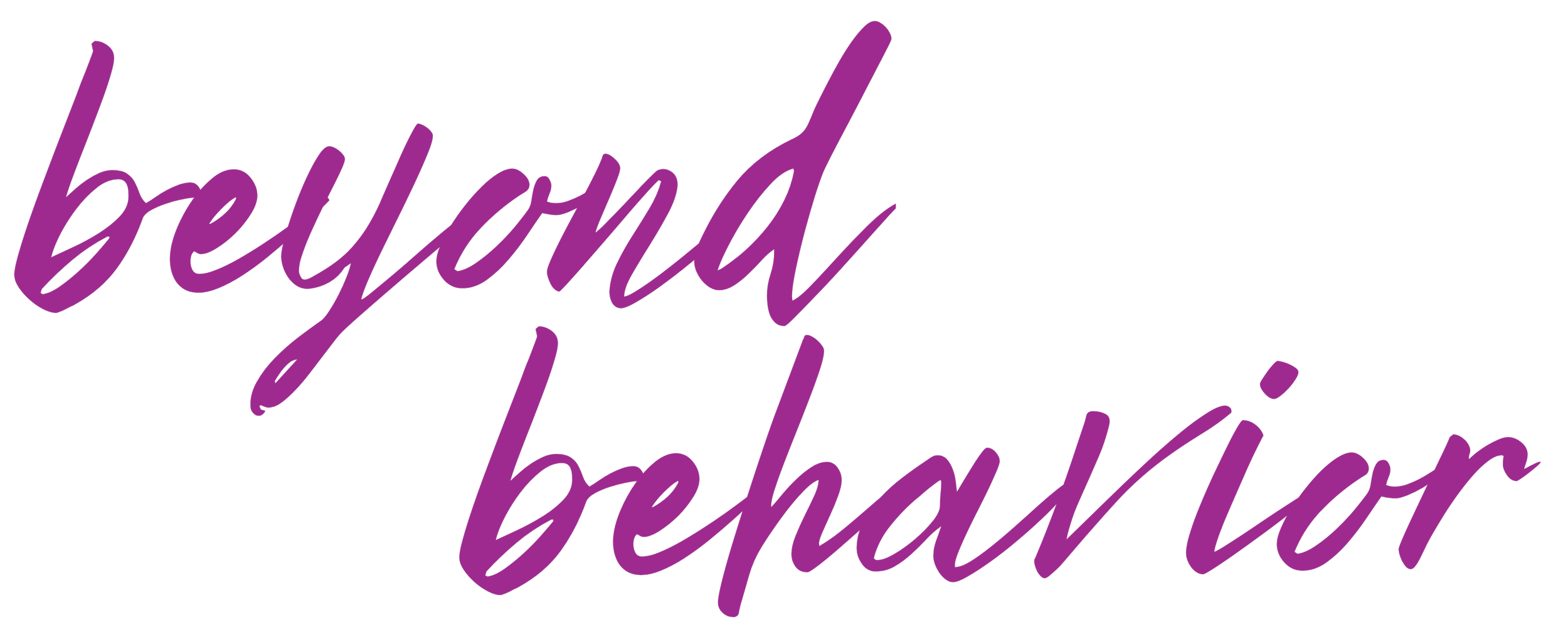 Stylish purple cursive text reading 'beyond behavior' on a transparent background.