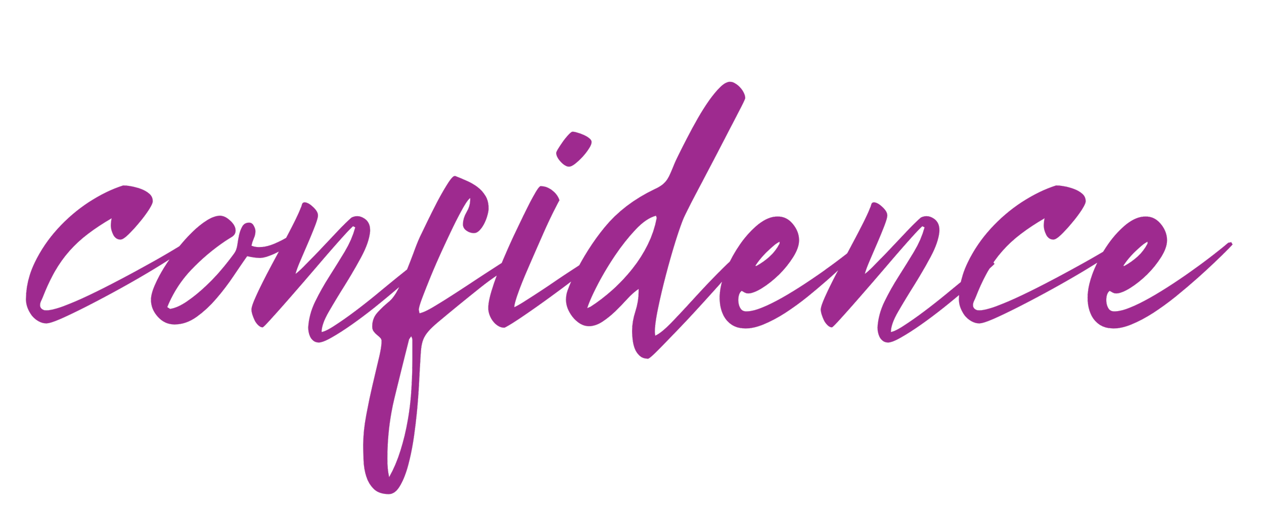 The word "confidence" written in purple cursive font on a black background.