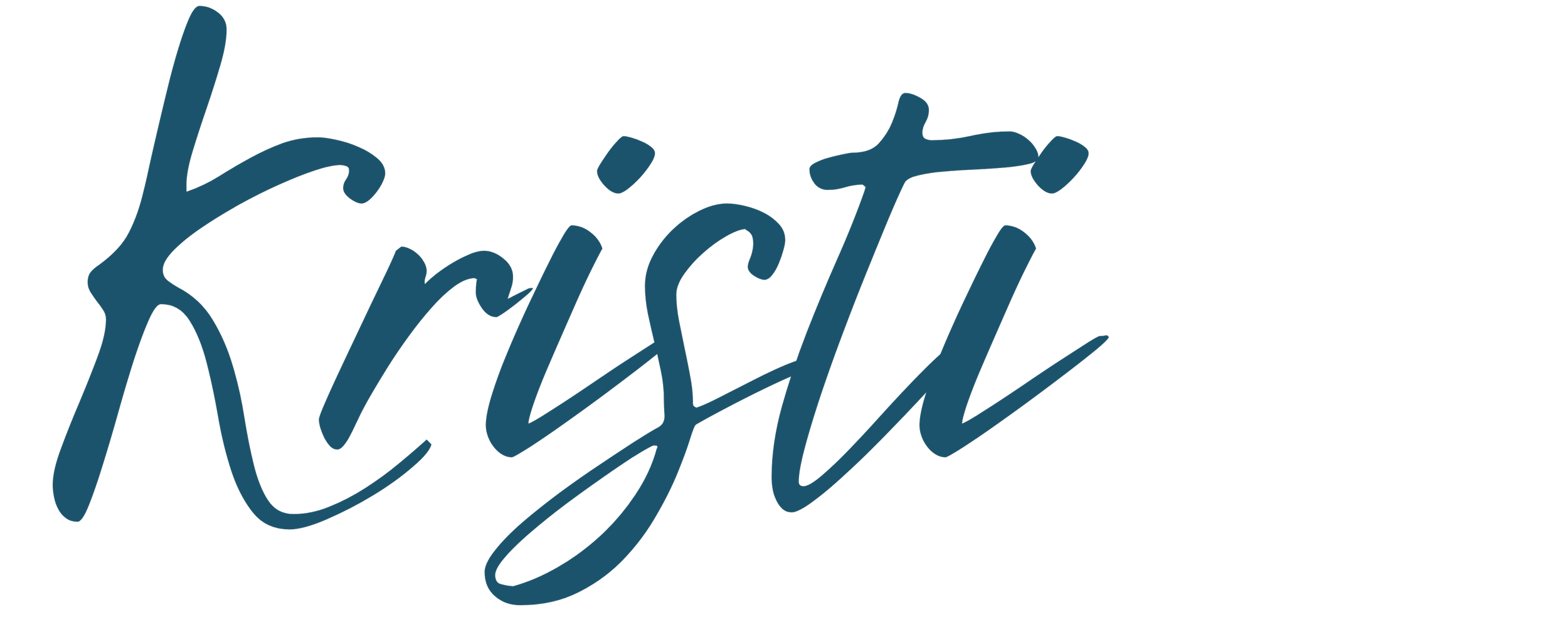Stylized text that reads 'kristi' in blue cursive font.