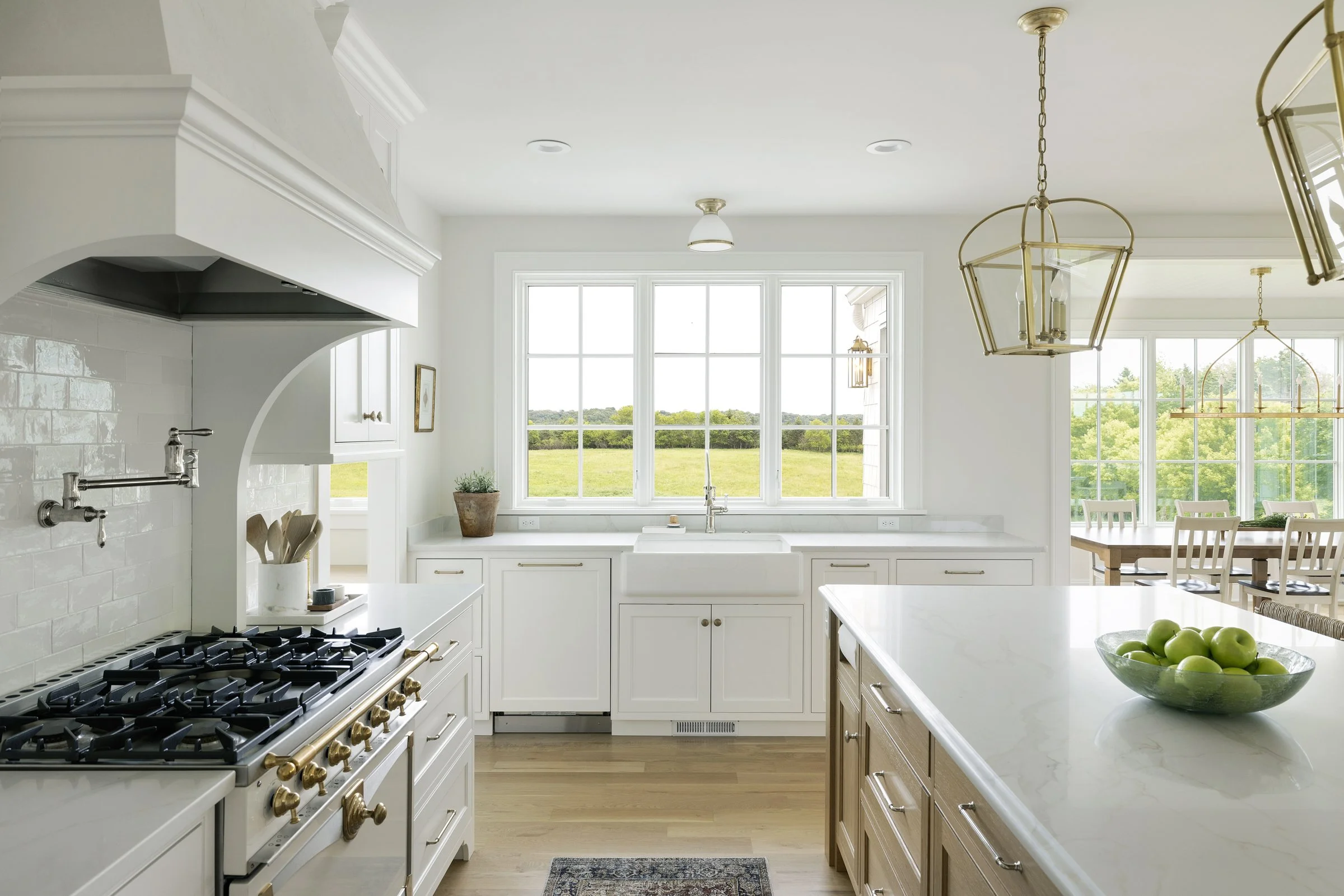 Kitchen with large picture windows overlooking scenic countryside in Rochester, Minnesota.