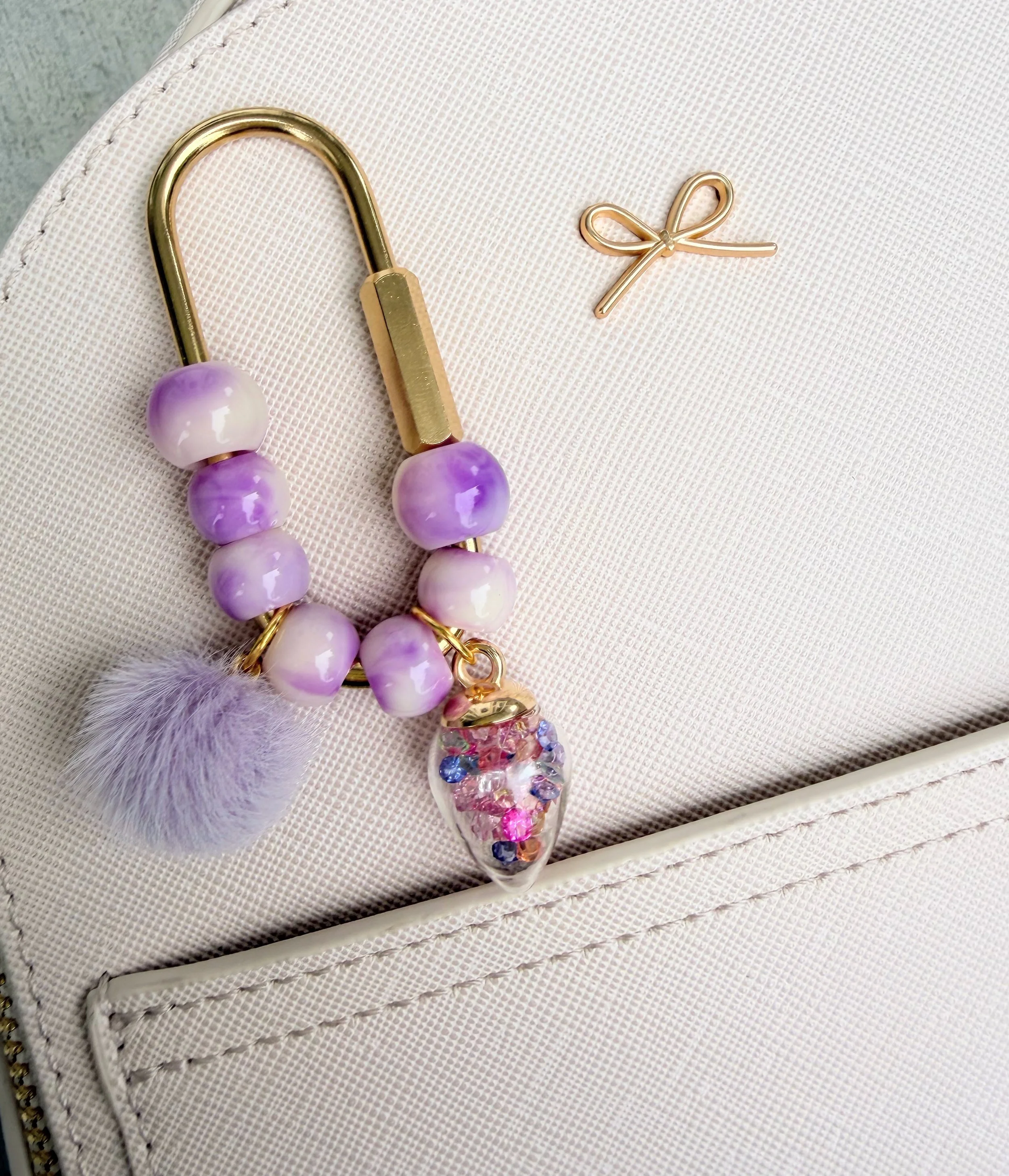 Purple Fluff bag charm