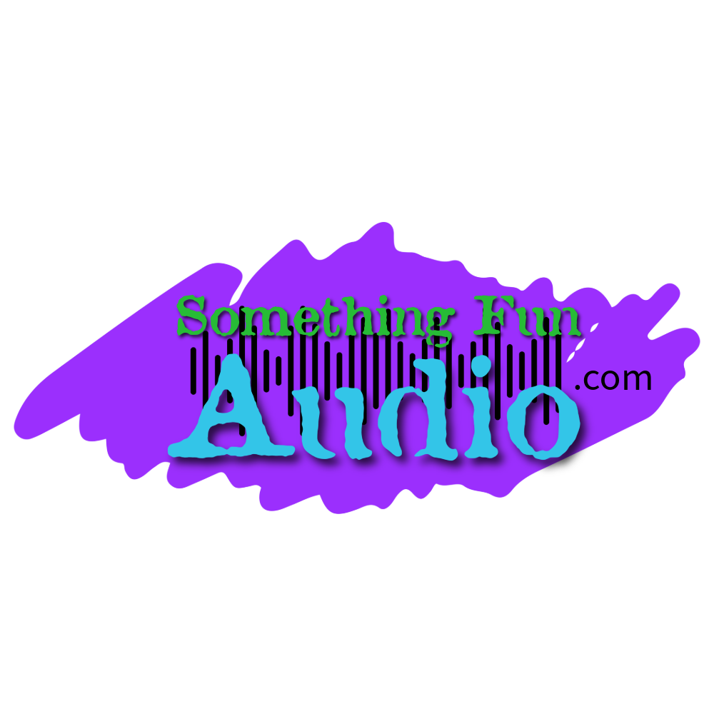 Colorful logo with purple paint splash background, green text 'Something Fun', large blue text 'Allio', and black text '.com' on the right.