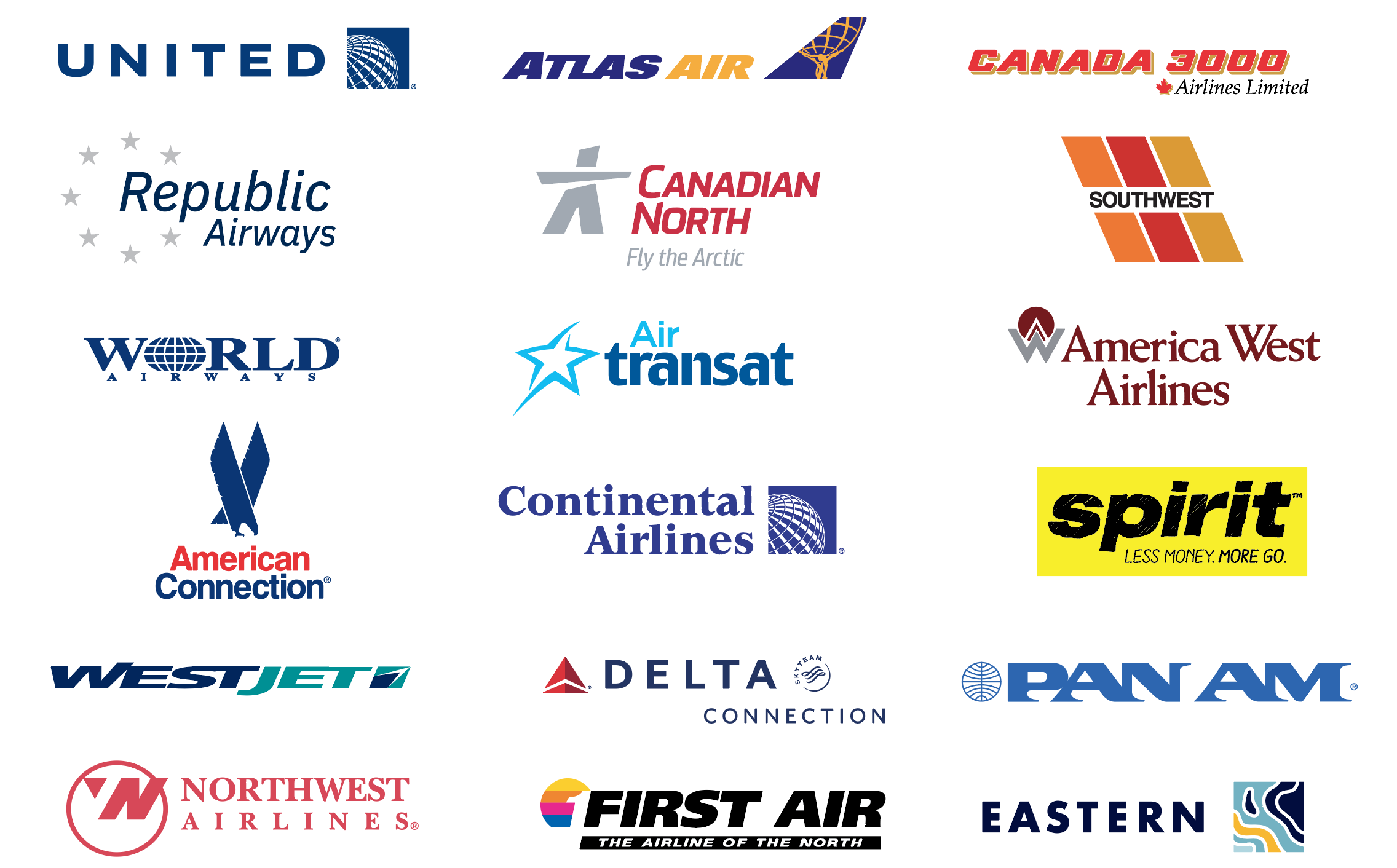 A sampling of the airlines Aero Safety Graphics has served